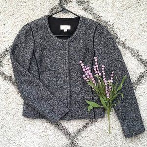 LOFT Black & White Petite Wool Blend Jacket